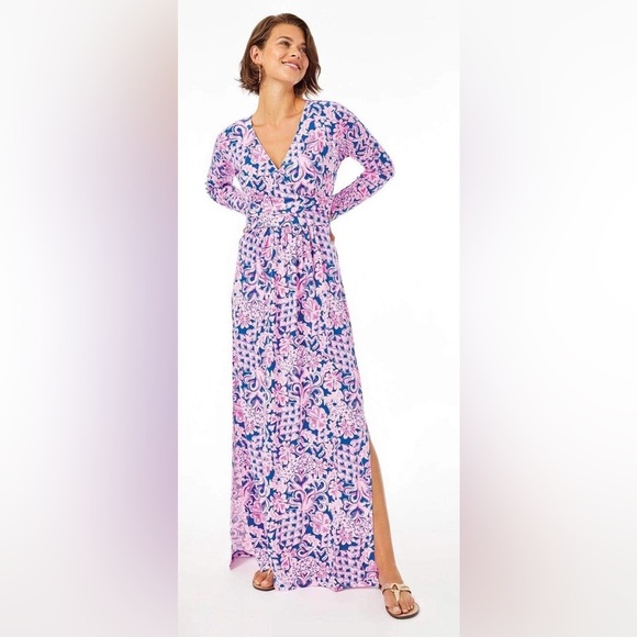 Lilly Pulitzer Nichola Maxi Dress Indigo SZ.XS Love You Bunches - Picture 1 of 5